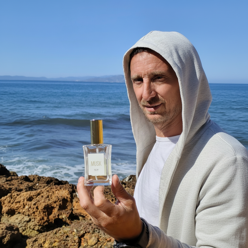 MUSK NUM Perfume - lifestyle hombre junto al mar